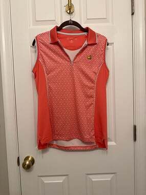 Magnolia Lane Tech The Masters Women's Sleeveless Quarter-Zip Golf Polo Coral